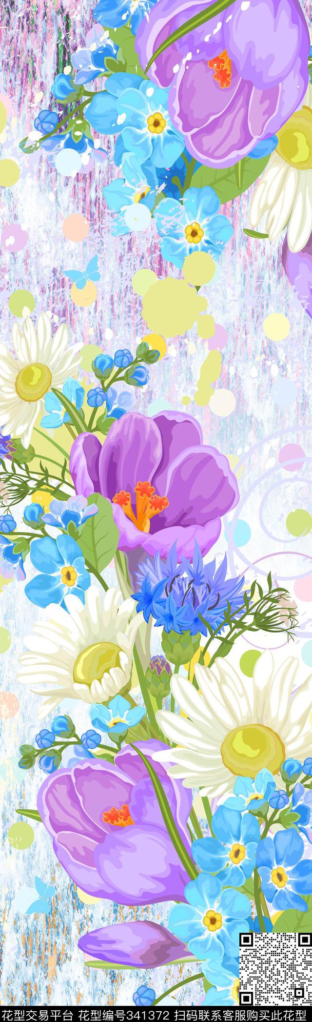 现代大花花卉传统印花华亿平台下载（图片编号: 341372） - 瓦栏（Walan）