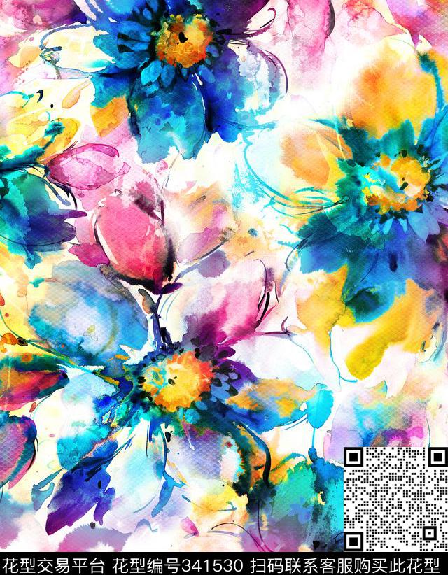 花卉数码印花华亿平台下载（图片编号: 341530） - 瓦栏（Walan）