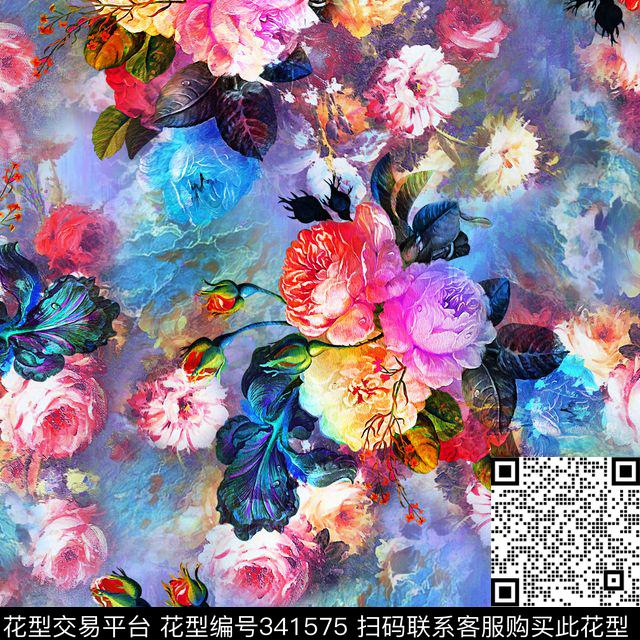 油画花卉水彩数码印花华亿平台下载（图片编号: 341575） - 瓦栏（Walan）