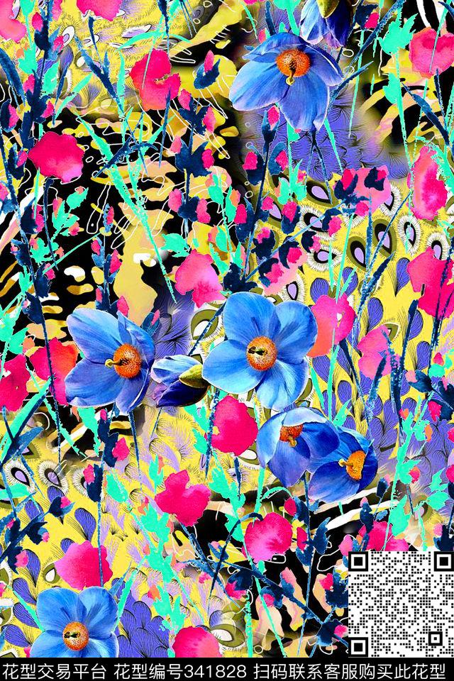 花卉数码印花华亿平台下载（图片编号: 341828） - 瓦栏（Walan）