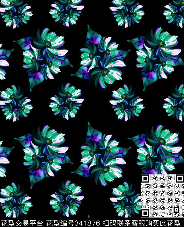 花卉数码印花华亿平台下载（图片编号: 341876） - 瓦栏（Walan）
