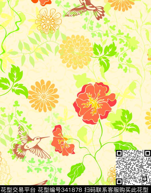 花卉传统印花华亿平台下载（图片编号: 341878） - 瓦栏（Walan）