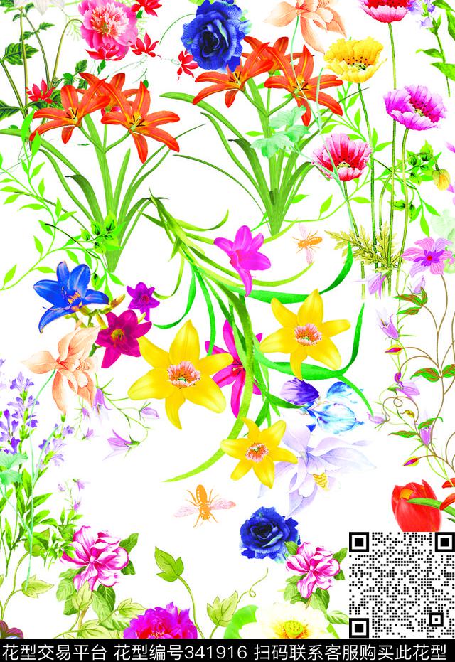 花卉数码印花华亿平台下载（图片编号: 341916） - 瓦栏（Walan）