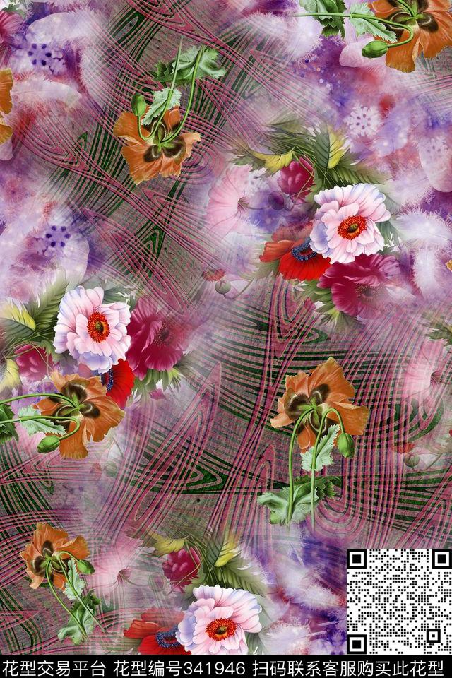 花卉数码印花华亿平台下载（图片编号: 341946） - 瓦栏（Walan）