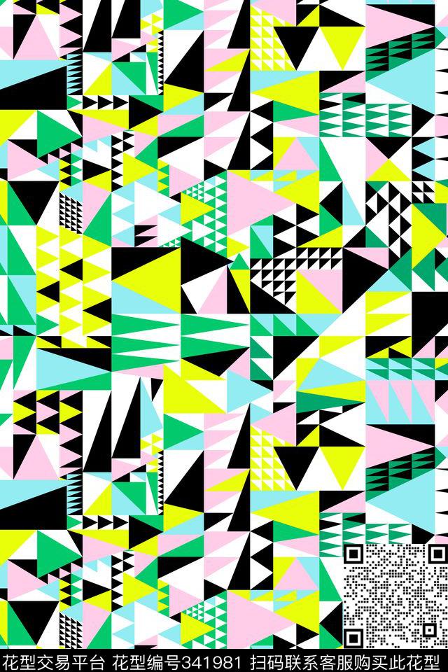 几何多彩传统印花华亿平台下载（图片编号: 341981） - 瓦栏（Walan）