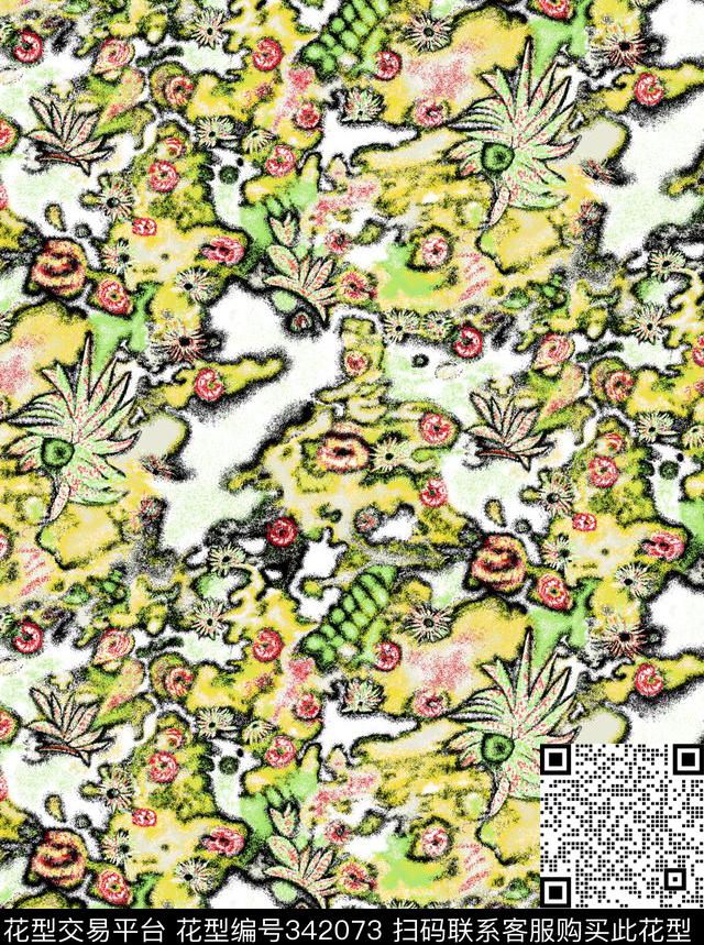 云纹图腾和风数码印花华亿平台下载（图片编号: 342073） - 瓦栏（Walan）