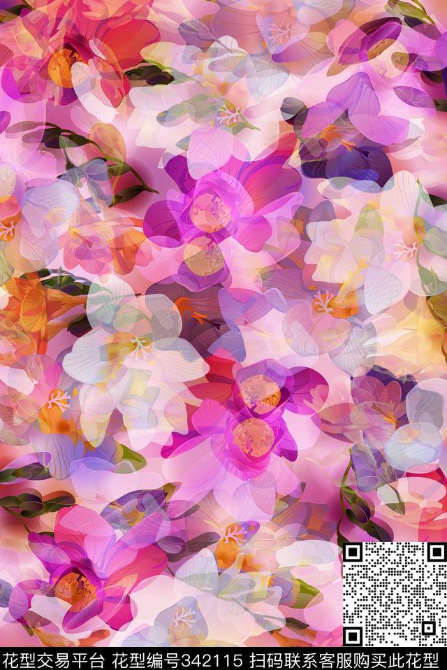 花鸟花卉数码印花华亿平台下载（图片编号: 342115） - 瓦栏（Walan）