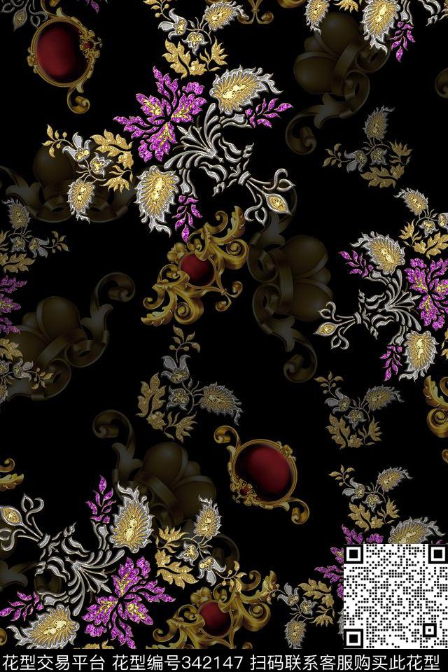花卉数码印花华亿平台下载（图片编号: 342147） - 瓦栏（Walan）