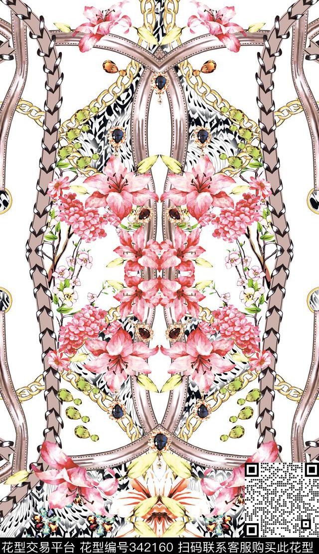 小碎花牡丹花鸟数码印花华亿平台下载（图片编号: 342160） - 瓦栏（Walan）