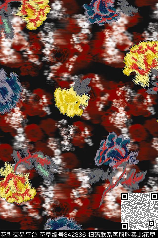 花卉数码印花华亿平台下载（图片编号: 342336） - 瓦栏（Walan）