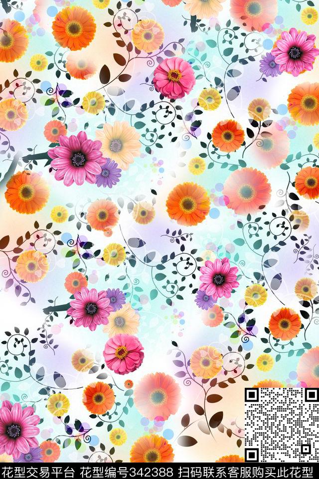 花卉数码印花华亿平台下载（图片编号: 342388） - 瓦栏（Walan）