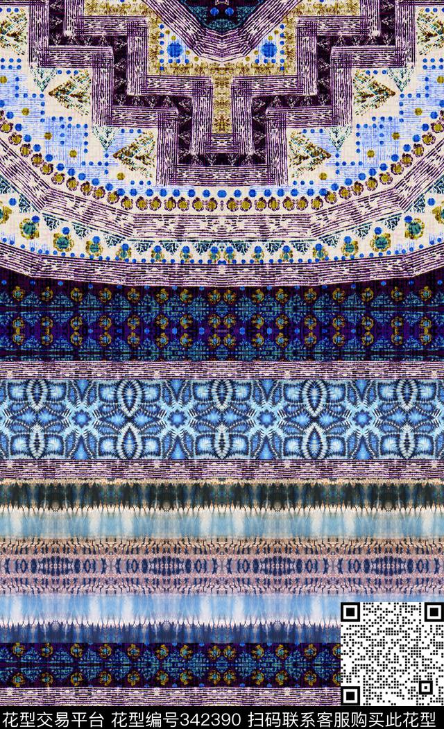 定位民族风格子几何数码印花华亿平台下载（图片编号: 342390） - 瓦栏（Walan）