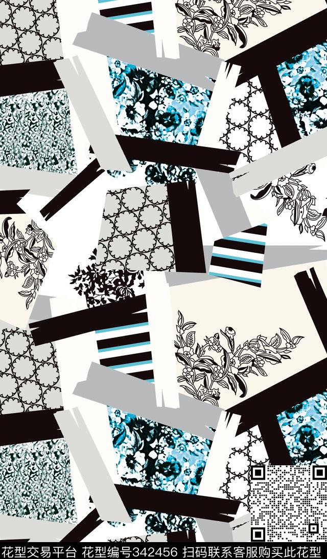 纹理色块小方块传统印花华亿平台下载（图片编号: 342456） - 瓦栏（Walan）