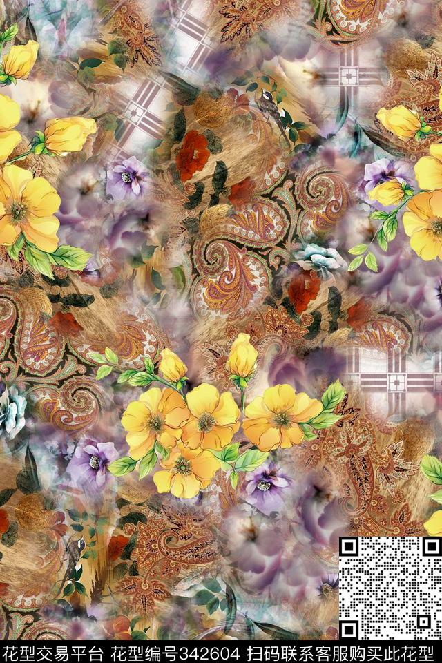 花卉数码印花华亿平台下载（图片编号: 342604） - 瓦栏（Walan）
