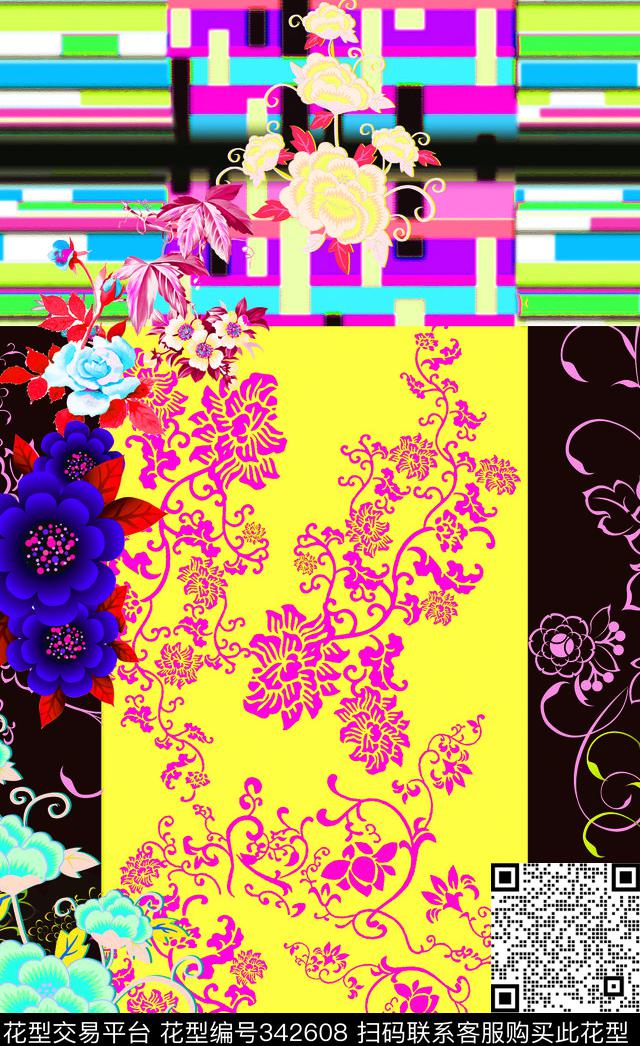 花卉数码印花华亿平台下载（图片编号: 342608） - 瓦栏（Walan）