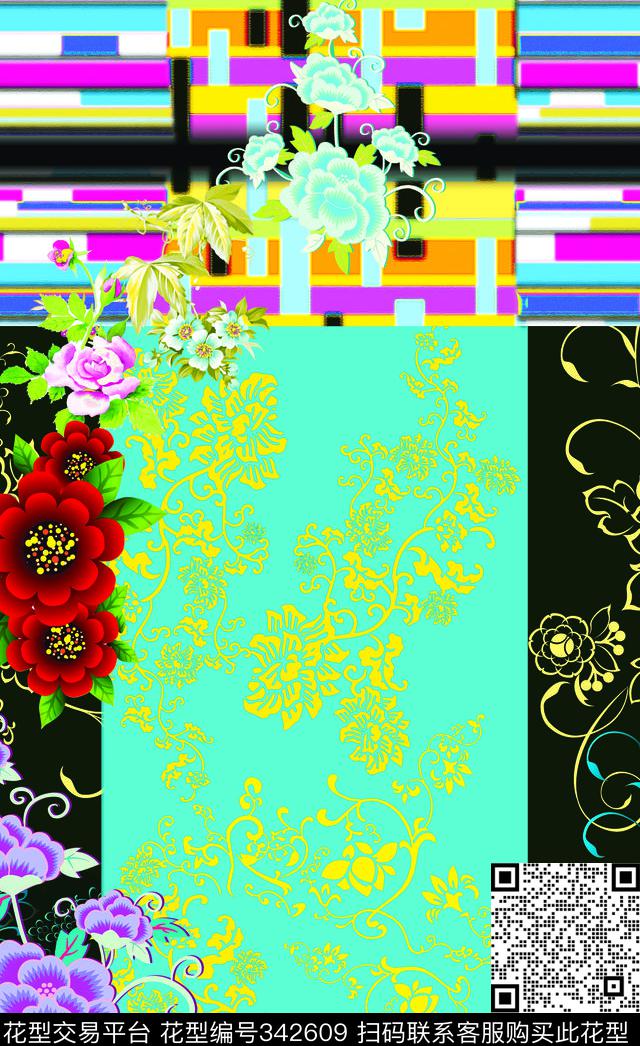 花卉数码印花华亿平台下载（图片编号: 342609） - 瓦栏（Walan）
