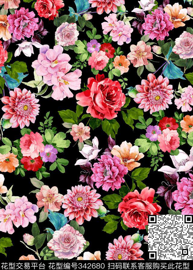 花卉数码印花华亿平台下载（图片编号: 342680） - 瓦栏（Walan）
