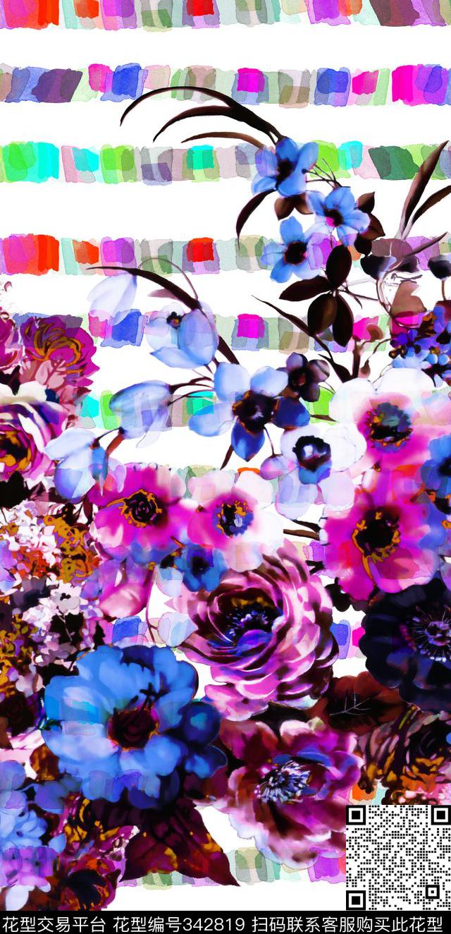 E-花卉几何/FlowersU-植物花卉/Botany数码印花华亿平台下载（图片编号: 342819） - 瓦栏（Walan）