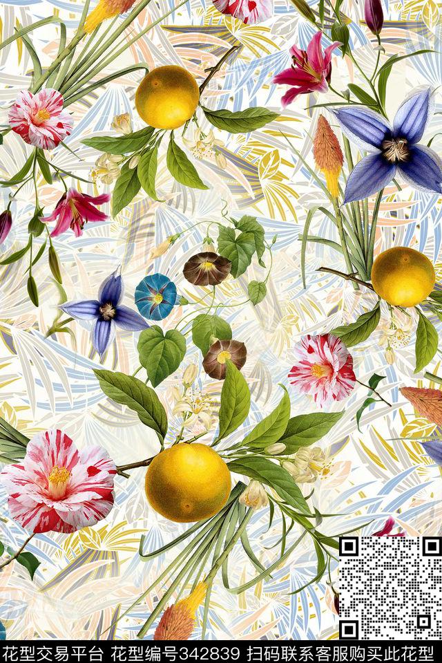 手绘水果热带女装数码印花华亿平台下载（图片编号: 342839） - 瓦栏（Walan）