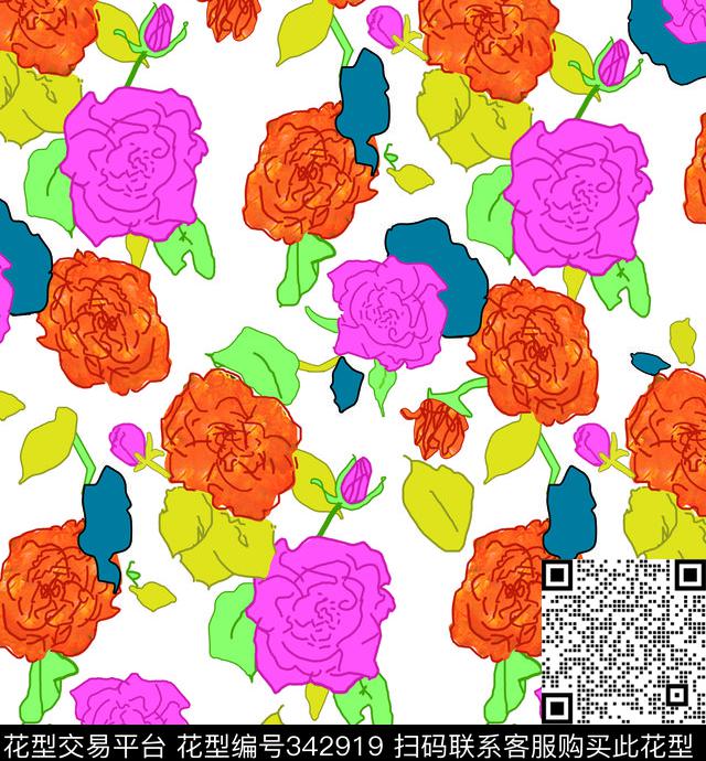 花卉传统印花华亿平台下载（图片编号: 342919） - 瓦栏（Walan）