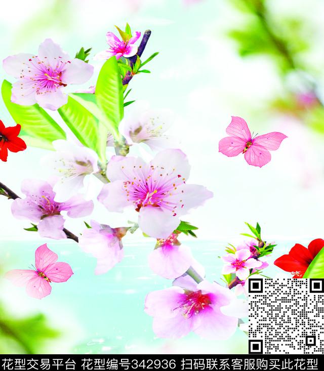 抽象花卉数码印花华亿平台下载（图片编号: 342936） - 瓦栏（Walan）