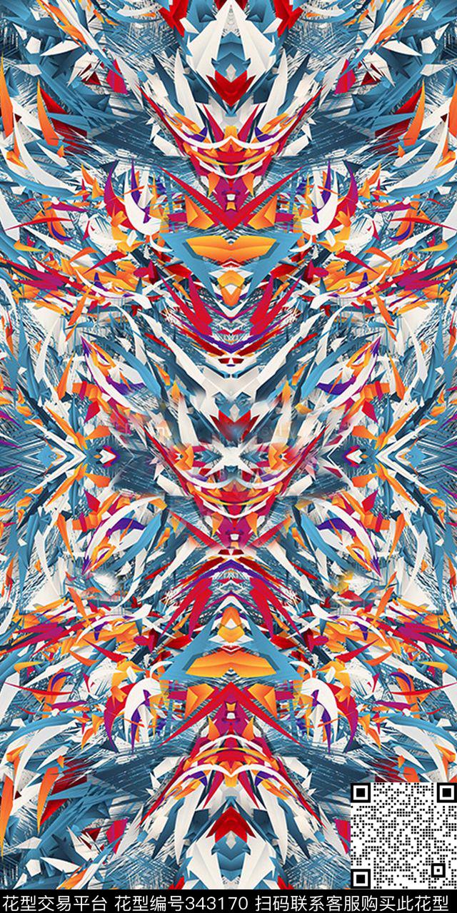 抽象花纹时尚流行新潮丝绸真丝棉布数码印花华亿平台下载（图片编号: 343170） - 瓦栏（Walan）