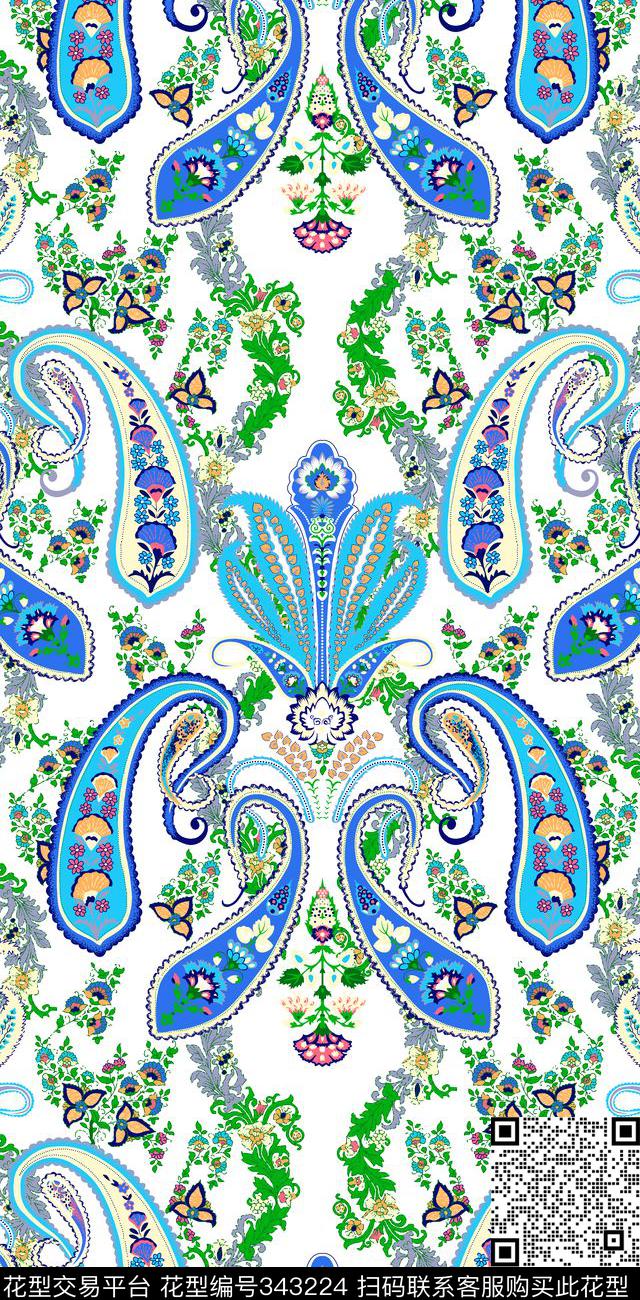 欧式青花瓷民族风传统印花华亿平台下载（图片编号: 343224） - 瓦栏（Walan）