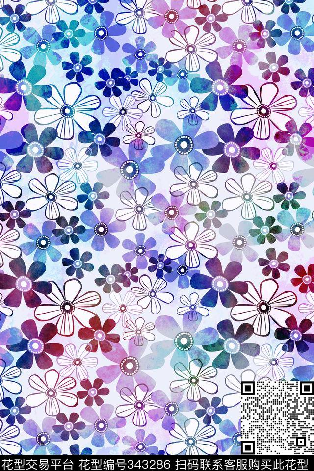 小碎花花朵花卉传统印花华亿平台下载（图片编号: 343286） - 瓦栏（Walan）
