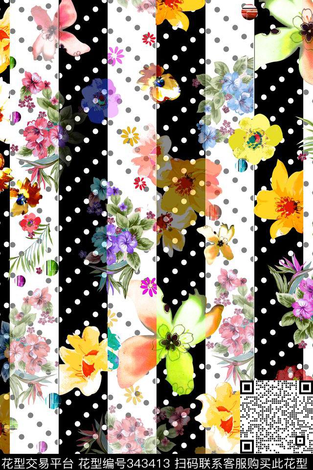 花卉数码印花华亿平台下载（图片编号: 343413） - 瓦栏（Walan）