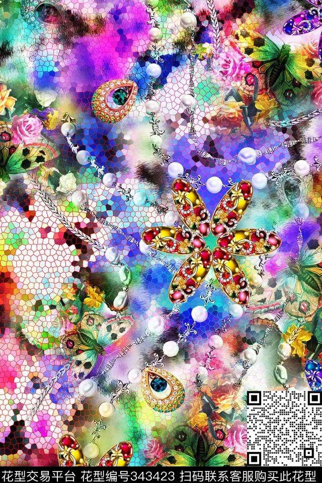 数码几何抽象数码印花华亿平台下载（图片编号: 343423） - 瓦栏（Walan）