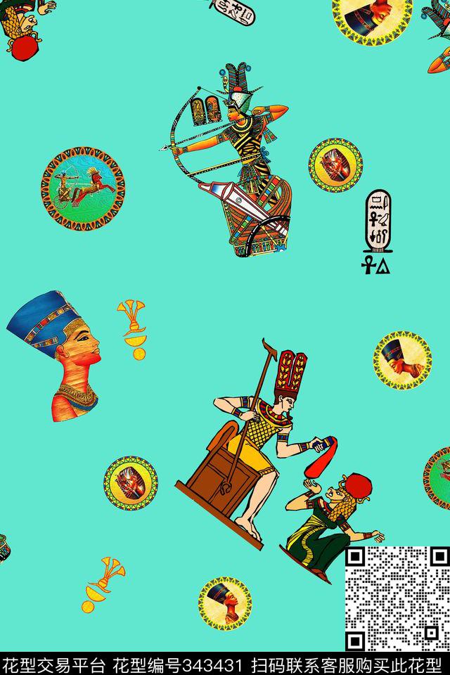 抽象人物清新数码印花华亿平台下载（图片编号: 343431） - 瓦栏（Walan）