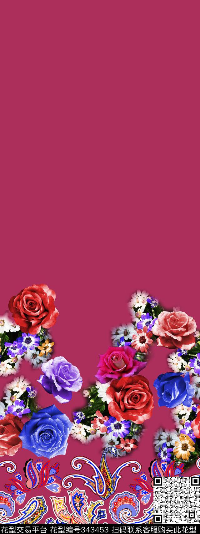 花卉火脚花中老年传统印花华亿平台下载（图片编号: 343453） - 瓦栏（Walan）