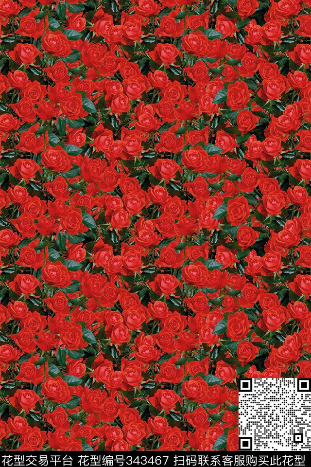 大花花卉小碎花数码印花华亿平台下载（图片编号: 343467） - 瓦栏（Walan）