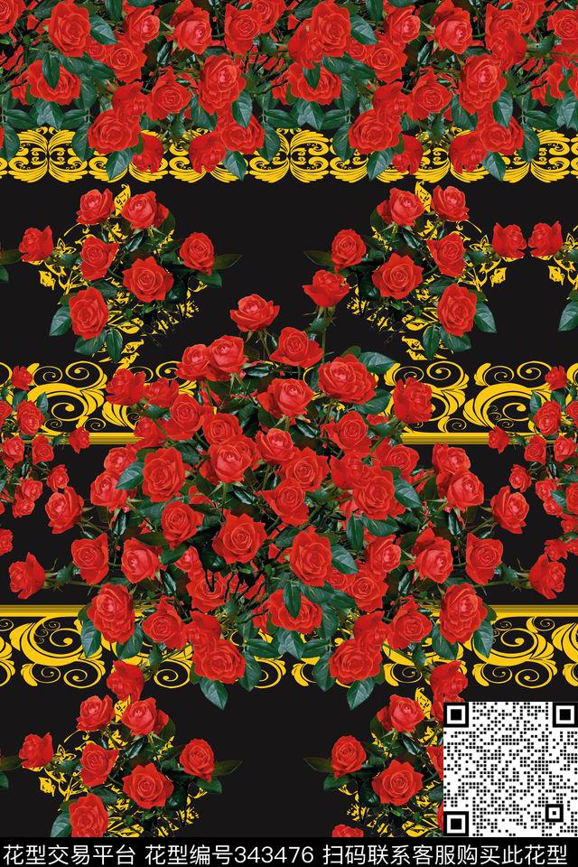 大花花卉小碎花数码印花华亿平台下载（图片编号: 343476） - 瓦栏（Walan）