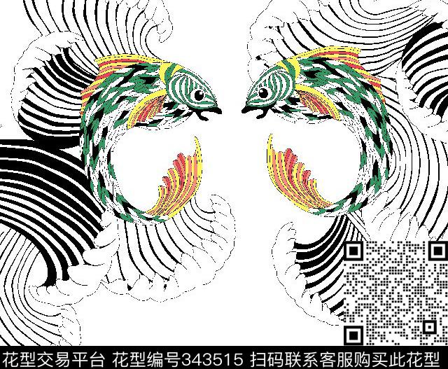 T恤胸花传统印花华亿平台下载（图片编号: 343515） - 瓦栏（Walan）