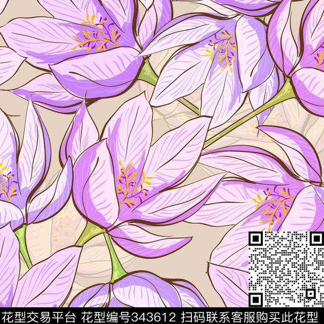 花鸟花卉传统印花华亿平台下载（图片编号: 343612） - 瓦栏（Walan）