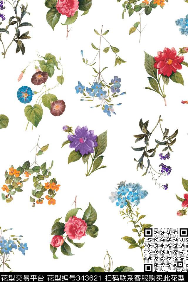 花卉数码印花华亿平台下载（图片编号: 343621） - 瓦栏（Walan）