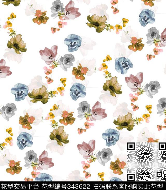 花卉数码印花华亿平台下载（图片编号: 343622） - 瓦栏（Walan）