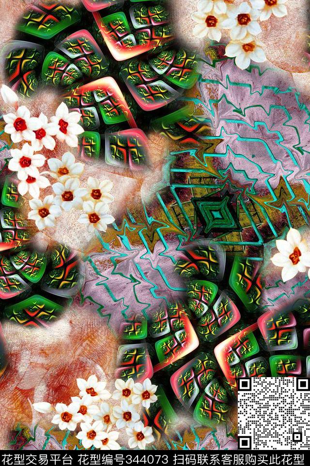 花卉数码印花华亿平台下载（图片编号: 344073） - 瓦栏（Walan）