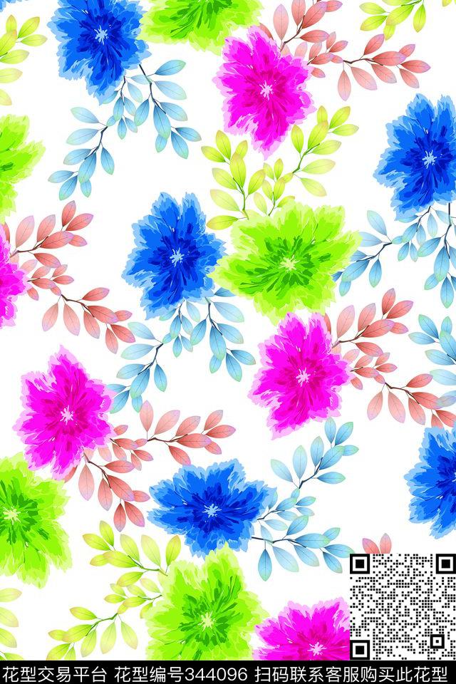 田园风小清新花卉数码印花华亿平台下载（图片编号: 344096） - 瓦栏（Walan）