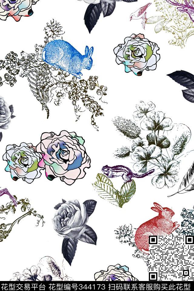花卉数码印花华亿平台下载（图片编号: 344173） - 瓦栏（Walan）