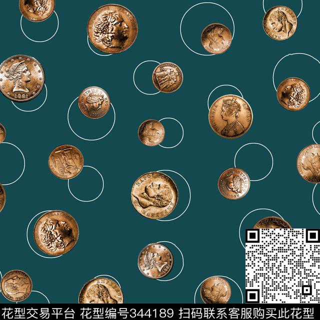 金属钮扣几何数码印花华亿平台下载（图片编号: 344189） - 瓦栏（Walan）