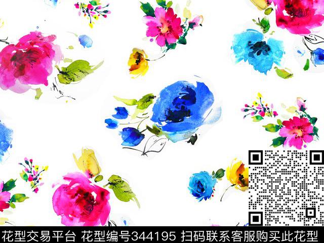 清新田园手绘数码印花华亿平台下载（图片编号: 344195） - 瓦栏（Walan）