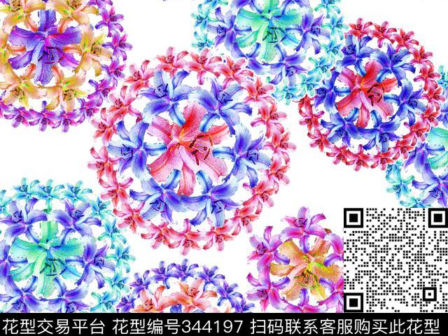 花团个性花卉数码印花华亿平台下载（图片编号: 344197） - 瓦栏（Walan）