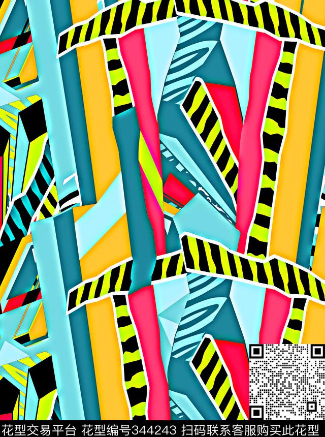 几何数码印花华亿平台下载（图片编号: 344243） - 瓦栏（Walan）