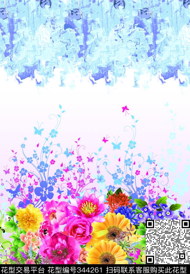 花卉数码印花华亿平台下载（图片编号: 344261） - 瓦栏（Walan）