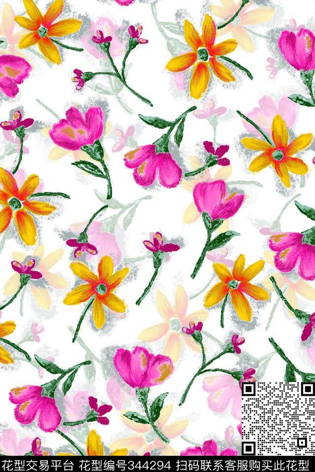 花卉田园碎花数码印花华亿平台下载（图片编号: 344294） - 瓦栏（Walan）