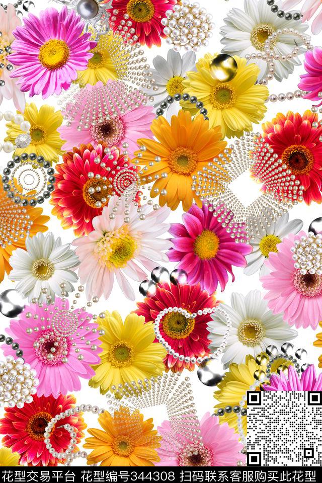 花卉数码印花华亿平台下载（图片编号: 344308） - 瓦栏（Walan）