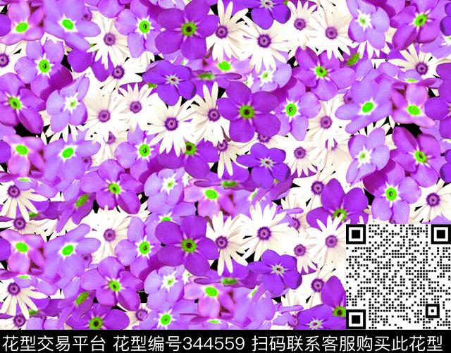 清新小菊花数码印花华亿平台下载（图片编号: 344559） - 瓦栏（Walan）