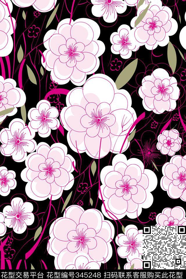 花鸟花卉传统印花华亿平台下载（图片编号: 345248） - 瓦栏（Walan）